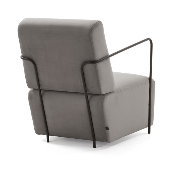 Pelēks samta atpūtas krēsls Kave Home Gamer-image-3