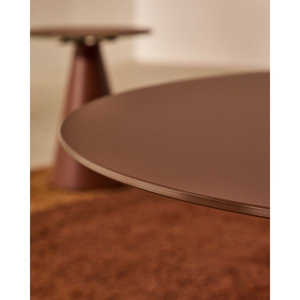 Terakotas oranžs apaļš žurnālgaldiņš ar stikla galda virsmu ø 80 cm Wilshire – Kave Home-image-4