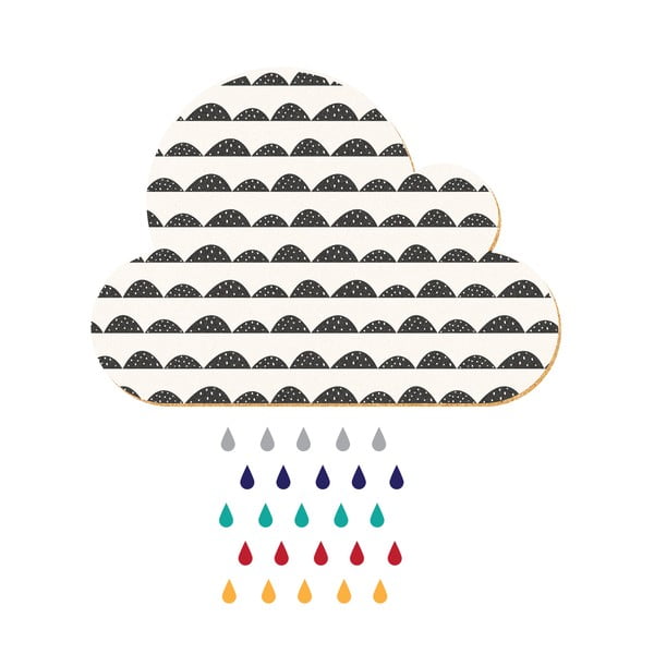 Dekoratīvs pašlīmējošs ziņojumu dēlis Dekornik White Cloud With Colorful Drops, 57 x 40 cm