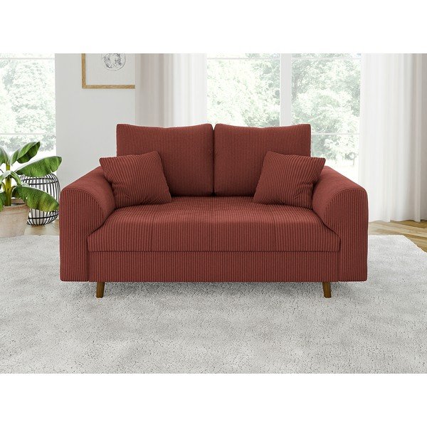 Ķieģeļu sarkans velveta dīvāns 150 cm Ariella – Ropez-image-1