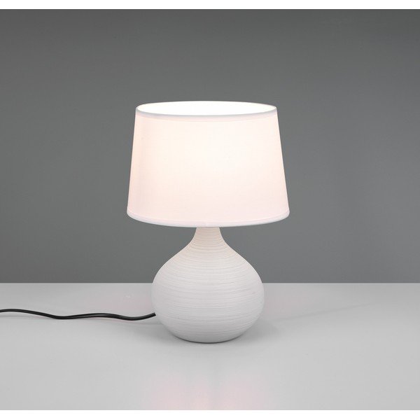 Balti brūna keramikas un auduma galda lampa Reality Martin, augstums 29 cm-image-2