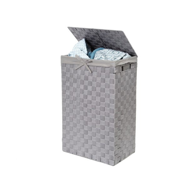 Pelēks veļas grozs ar vāku Compactor Laundry Basket Linen, augstums 60 cm-image-2