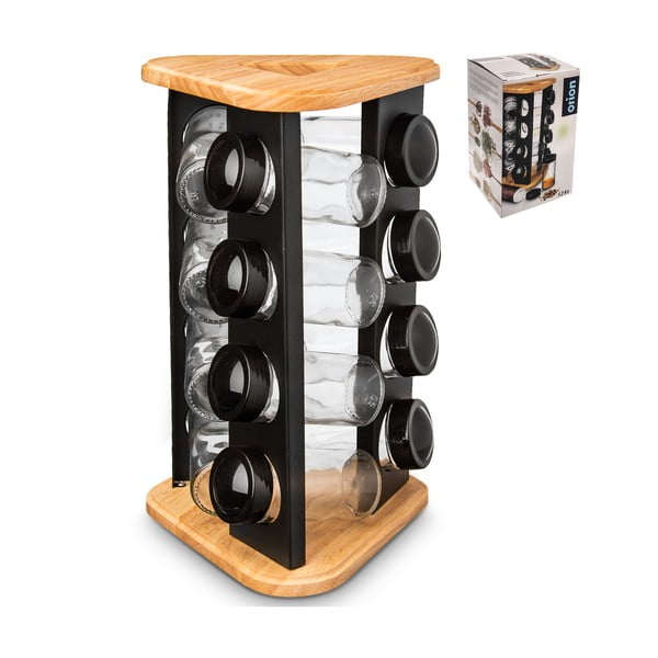 Garšvielu trauki (12 gab.) ar statīvu Black – Orion-image-1