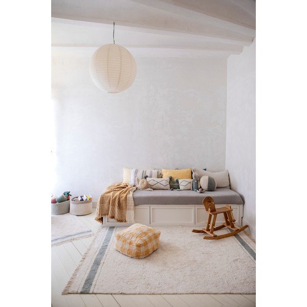 Zils/krēmkrāsas mazgājams/ar rokām darināts kokvilnas paklājs 140x200 cm Gastro Vintage Blue – Lorena Canals-image-3