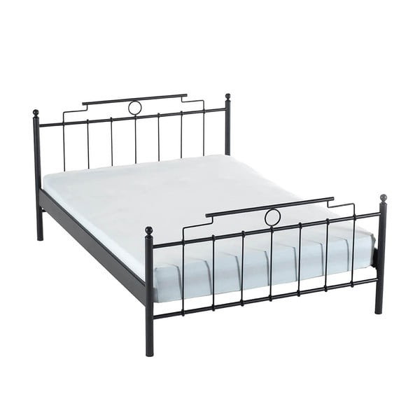 Melna metāla divvietīga gulta ar režģi 160x200 cm Hatkus – Kalune Design