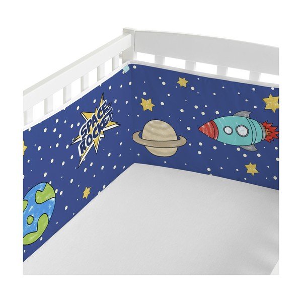 Kokvilnas apmale bērna gultiņai Mr. Fox Space Rocket, 210 x 40 cm-image-1