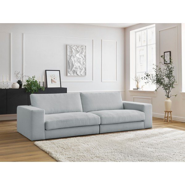 Gaiši pelēks velveta dīvāns 274 cm Leonard – Bobochic Paris-image-1