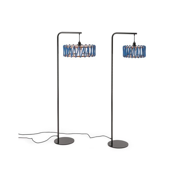 Stāvlampa ar melnu konstrukciju un lielu zilu abažūru EMKO Macaron-image-3