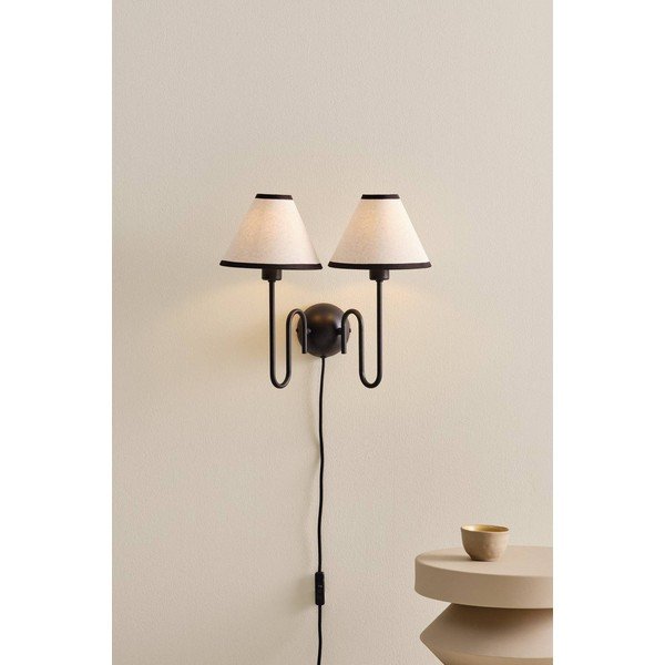 Melna/bēša lina sienas lampa ar vadu Juliet – Jotex-image-1