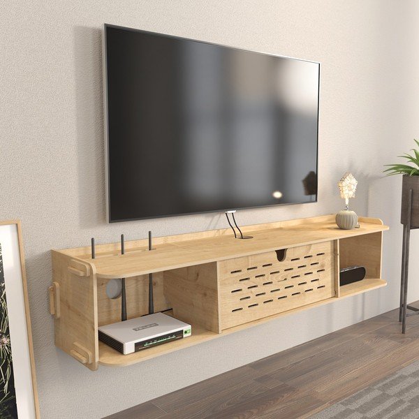 Dabīga toņa TV galdiņš ar ozolkoka imitāciju 116,5x19,5 cm Sima – Kalune Design-image-1