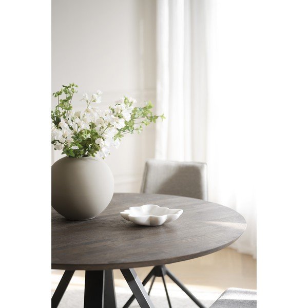 Tumši brūns apaļš ēdamgalds ar ozola masīvkoka galda virsmu ø 130 cm Carradale – Rowico-image-4