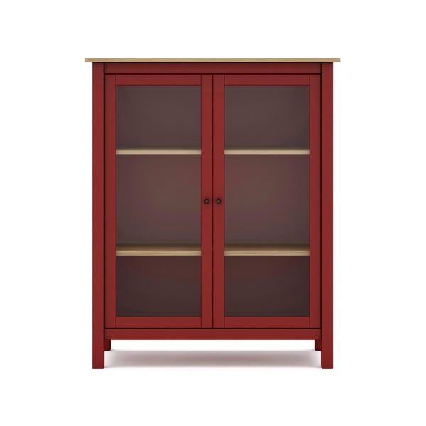 Sarkana/dabīga toņa priedes vitrīna 90x110 cm Misti – Marckeric