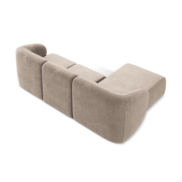 Gaiši brūns stūra dīvāns no šenila auduma (ar kreiso stūri/ar zvilni) Lani – Makamii-image-3