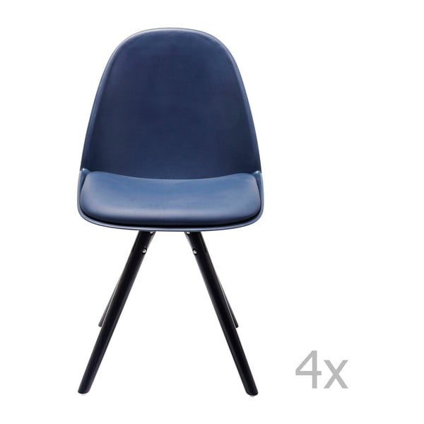 4 zilu ēdamistabas krēslu komplekts ar oša koka kājām Kare Design Candy