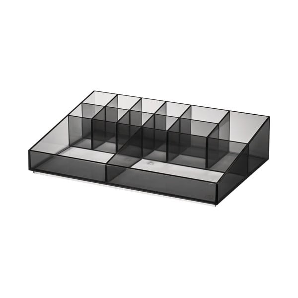 Matēts melns vannas istabas organizators kosmētikai no pārstrādātas plastmasas Cosmetic Station – iDesign-image-2