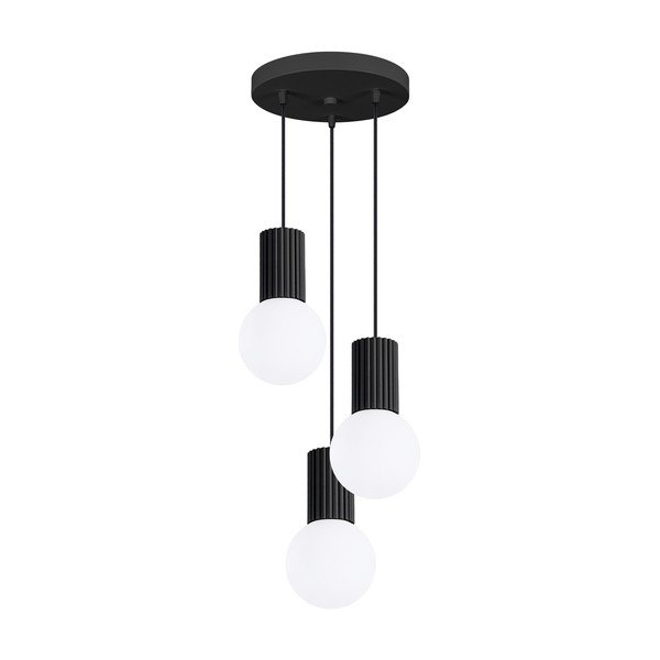 Melna metāla piekaramā lampa ar stikla abažūru ø 25 cm Orbital – Sollux