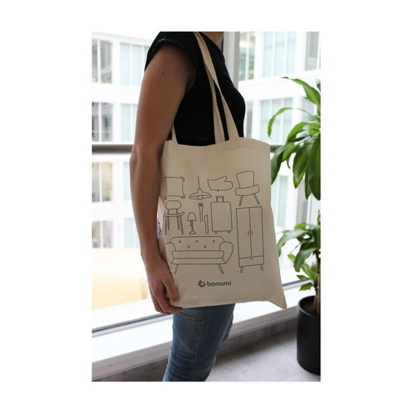 Krēmkrāsas audekla soma Bonami-image-3