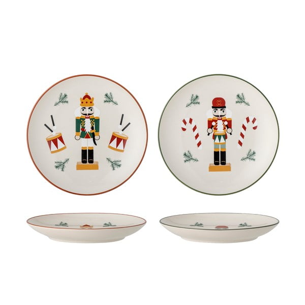 Krēmkrāsas deserta māla šķīvji ar Ziemassvētku motīvu (2 gab.) ø 16 cm Jolly – Bloomingville-image-2