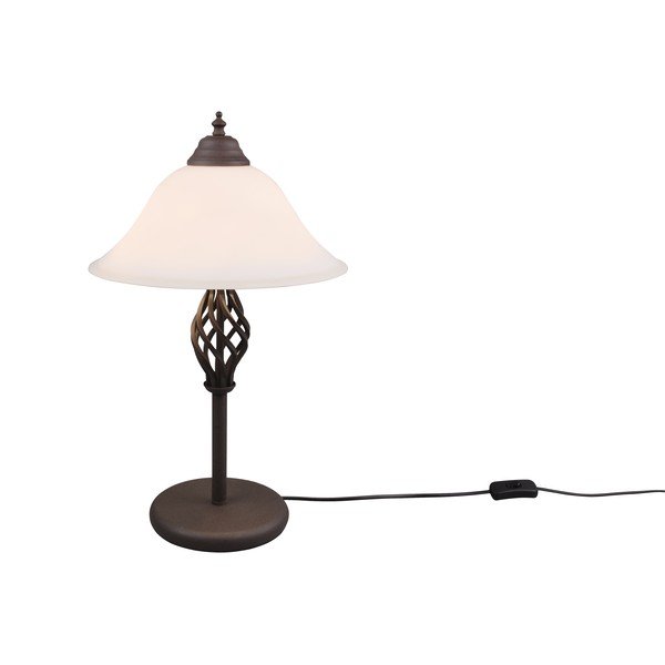 Tumši brūna galda lampa ar stikla abažūru (augstums 50 cm) Rustica – Trio-image-3