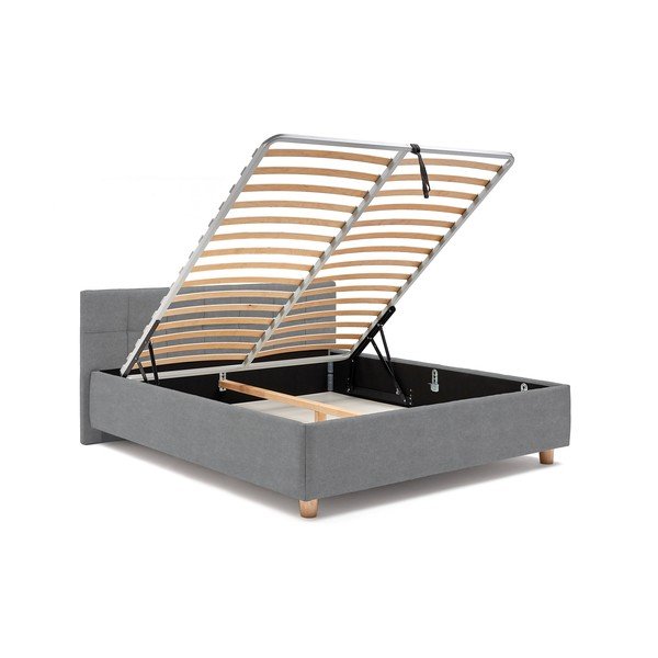 Pelēka divguļamā gulta ar režģi un glabāšanas vietu ProSpánek Leda, 180 x 200 cm-image-4