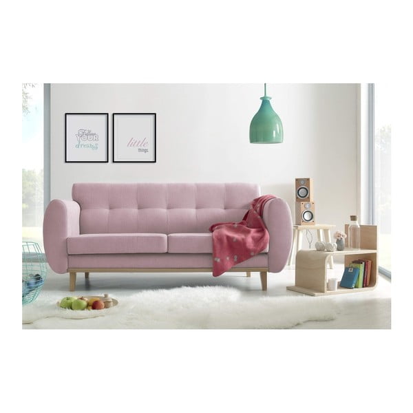 Gaiši rozā divvietīgs dīvāns Bobochic Paris Viking