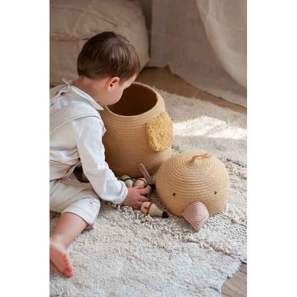 Dzeltens tekstila bērnu rotaļlietu grozs ø 25x30 cm Charlie the Chicken – Lorena Canals-image-2