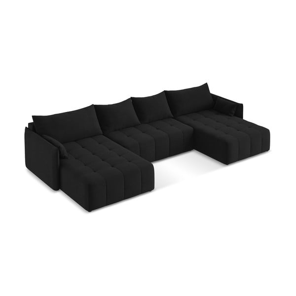 Melns salokāms/ar uzglabāšanas vietu (U veida) stūra dīvāns Moku – Makamii-image-2