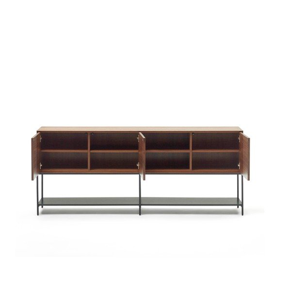 Dabīga toņa zema kumode ar riekstkoka imitāciju 195x80 cm Vedrana – Kave Home-image-2