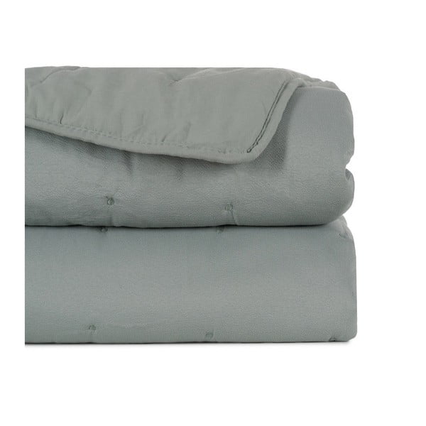 Dūmakaini zaļš stepēts gultas pārklājs 230x280 cm – Ixia