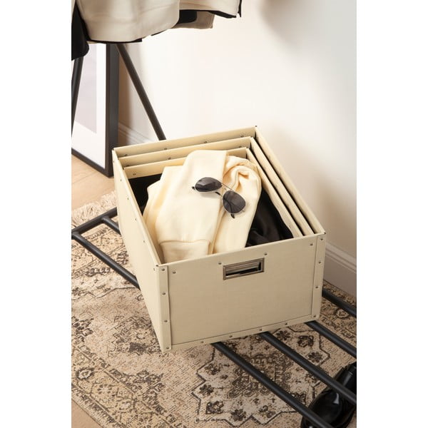 Bēšas kartona uzglabāšanas kastes (3 gab.) Ture – Bigso Box of Sweden-image-2