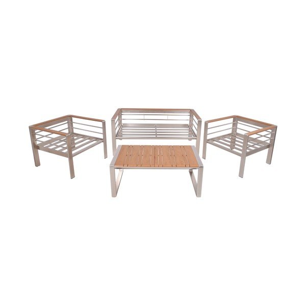 Pelēks metāla dārza atpūtas komplekts 4 personām Florence – Garden Pleasure-image-3