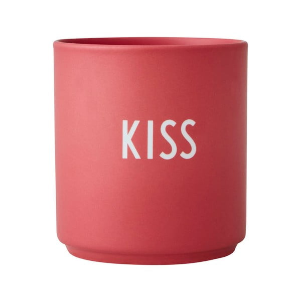 Sarkana porcelāna krūze Design Letters Kiss, 300 ml