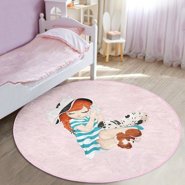 Rozā bērnu paklājs ø 120 cm Comfort – Mila Home-image-2