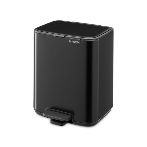 Matēti melna tērauda atkritumu tvertne ar pedāli 7 l Bo – Brabantia