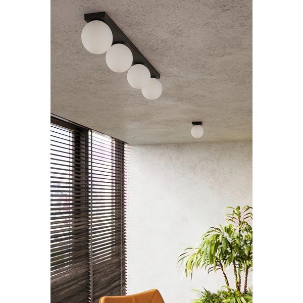 Melna griestu lampa ar stikla abažūru ø 12 cm Umerta – Sollux-image-1