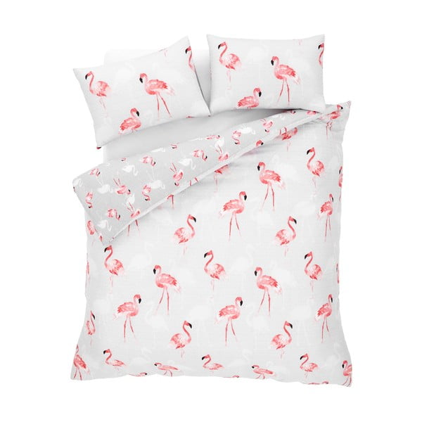 Vienvietīga gultasveļa ar kokvilnas maisījumu Catherine Lansfield Flamingo, 135 x 200 cm
