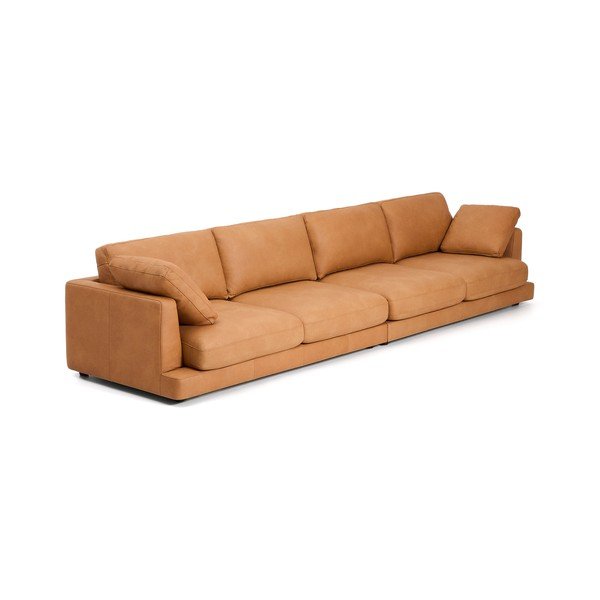 Brūns ādas dīvāns 390 cm Gala – Kave Home