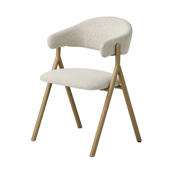 Krēmkrāsas/dabīga toņa polsterēts ēdamistabas krēsls ar roku balstiem Frances – Unique Furniture