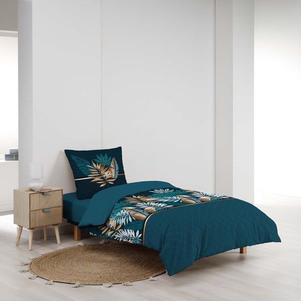 Zaļganzila vienguļamā kokvilnas gultas veļa 140x200 cm Alianor – douceur d'intérieur-image-2