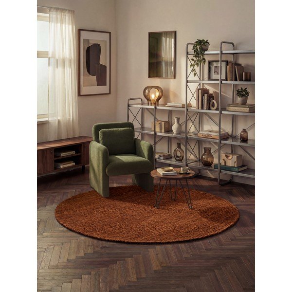Brūns ar rokām darināts vilnas apaļš paklājs ø 160 cm Bexley Woolwich – Ted Baker-image-1