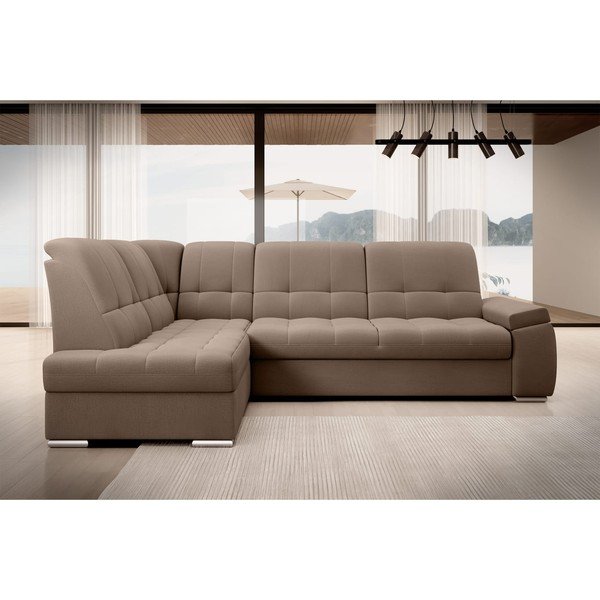 Brūns samta salokāms/ar uzglabāšanas vietu stūra dīvāns (ar kreiso stūri/L veida) Sado – ELTAP-image-3