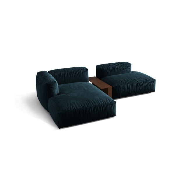 Tumši zils samta modulārais stūra dīvāns (ar kreiso stūri/ar zvilni) Martina – Micadoni -image-2
