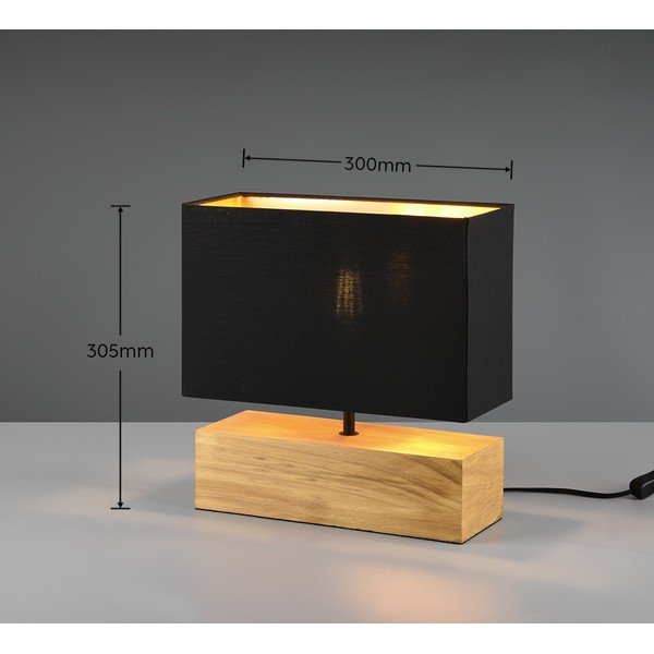 Melna/dabīga toņa galda lampa ar auduma abažūru (augstums 30 cm) Woody – Reality-image-3