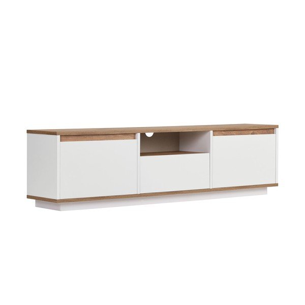 Balts/dabīga toņa TV galdiņš ar priedes koka imitāciju 160x42x30 cm Sentinel – Kalune Design