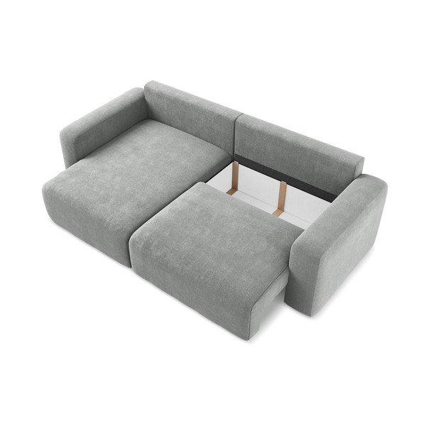 Pelēks salokāms stūra dīvāns no šenila auduma ar uzglabāšanas vietu (ar kreiso stūri/ar zvilni) Kona – Makamii-image-4