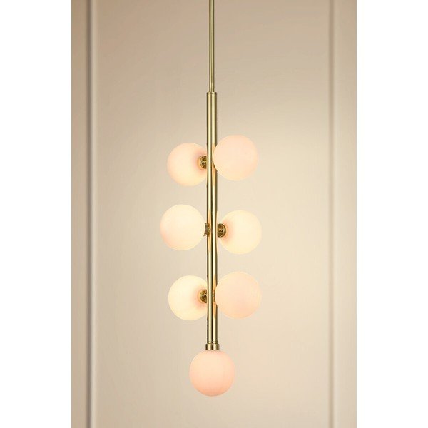 Balta/zelta krāsas metāla piekaramā lampa ar stikla abažūru ø 27 cm Trieste – Premier Housewares-image-1