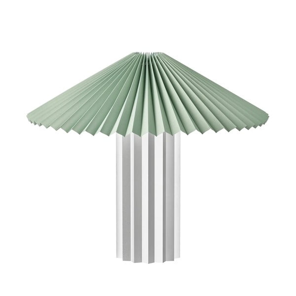 Sudraba krāsas/salvijas zaļa galda lampa ar regulējamu spilgtumu un auduma abažūru (augstums 36 cm) Taite – Blomus