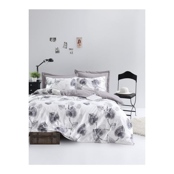 Divguļamā kokvilnas gultasveļa ar palagu un 2 spilvendrānām Mijolnir Colin Grey, 200 x 220 cm