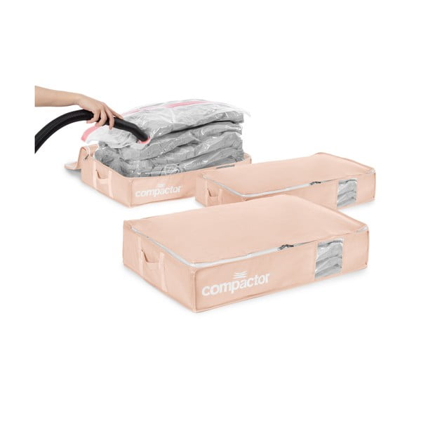 Vakuuma plastmasas uzglabāšanas kastes zem gultas (3 gab.) 65x45x15,5 cm Pink Edition – Compactor-image-4