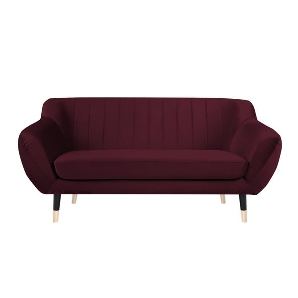 Vīna sarkans dīvāns ar melnām kājām Mazzini Sofas Benito, 158 cm